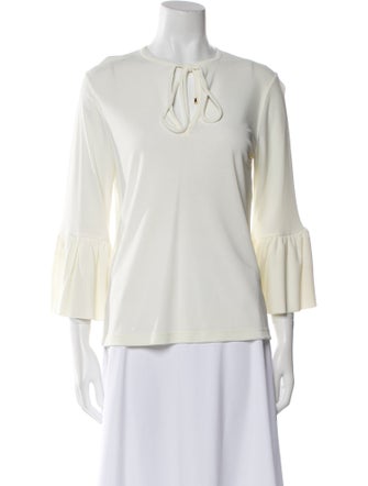 CH Carolina Herrera Tie Neck Three-Quarter Sleeve Blouse