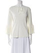 CH Carolina Herrera Tie Neck Three-Quarter Sleeve Blouse