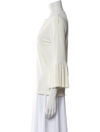 CH Carolina Herrera Tie Neck Three-Quarter Sleeve Blouse