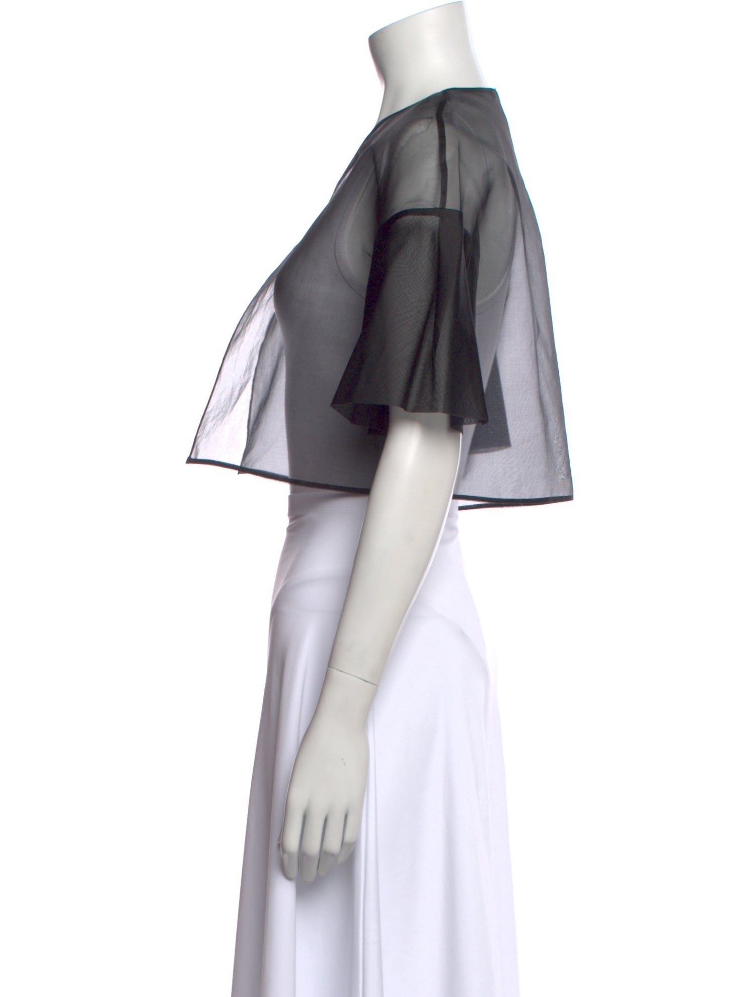 CH Carolina Herrera Silk Crew Neck Crop Top