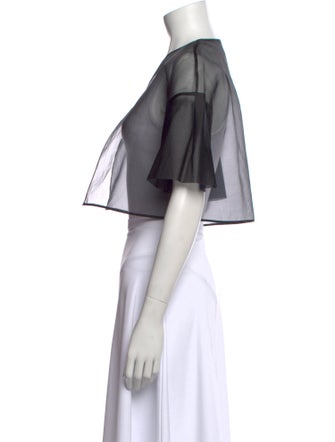 CH Carolina Herrera Silk Crew Neck Crop Top