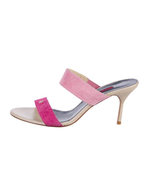 CH Carolina Herrera Suede Colorblock Pattern Slides