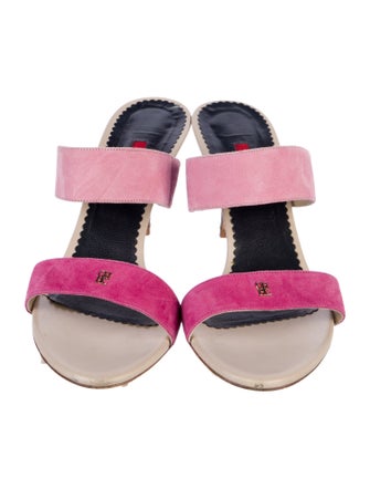 CH Carolina Herrera Suede Colorblock Pattern Slides