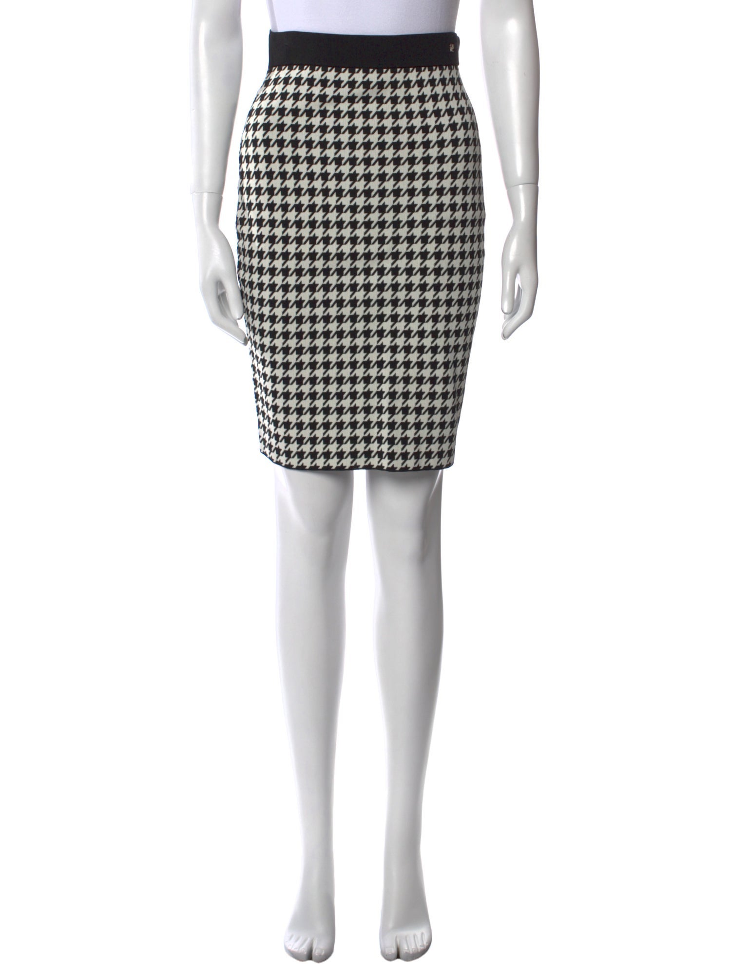CH Carolina Herrera Houndstooth Print Knee-Length Skirt