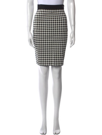CH Carolina Herrera Houndstooth Print Knee-Length Skirt