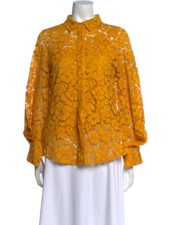 CH Carolina Herrera Floral Print Mock Neck Button-Up Top
