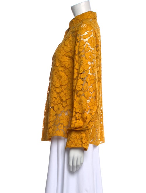 CH Carolina Herrera Floral Print Mock Neck Button-Up Top