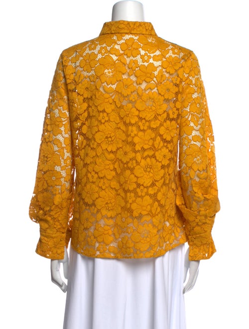 CH Carolina Herrera Floral Print Mock Neck Button-Up Top