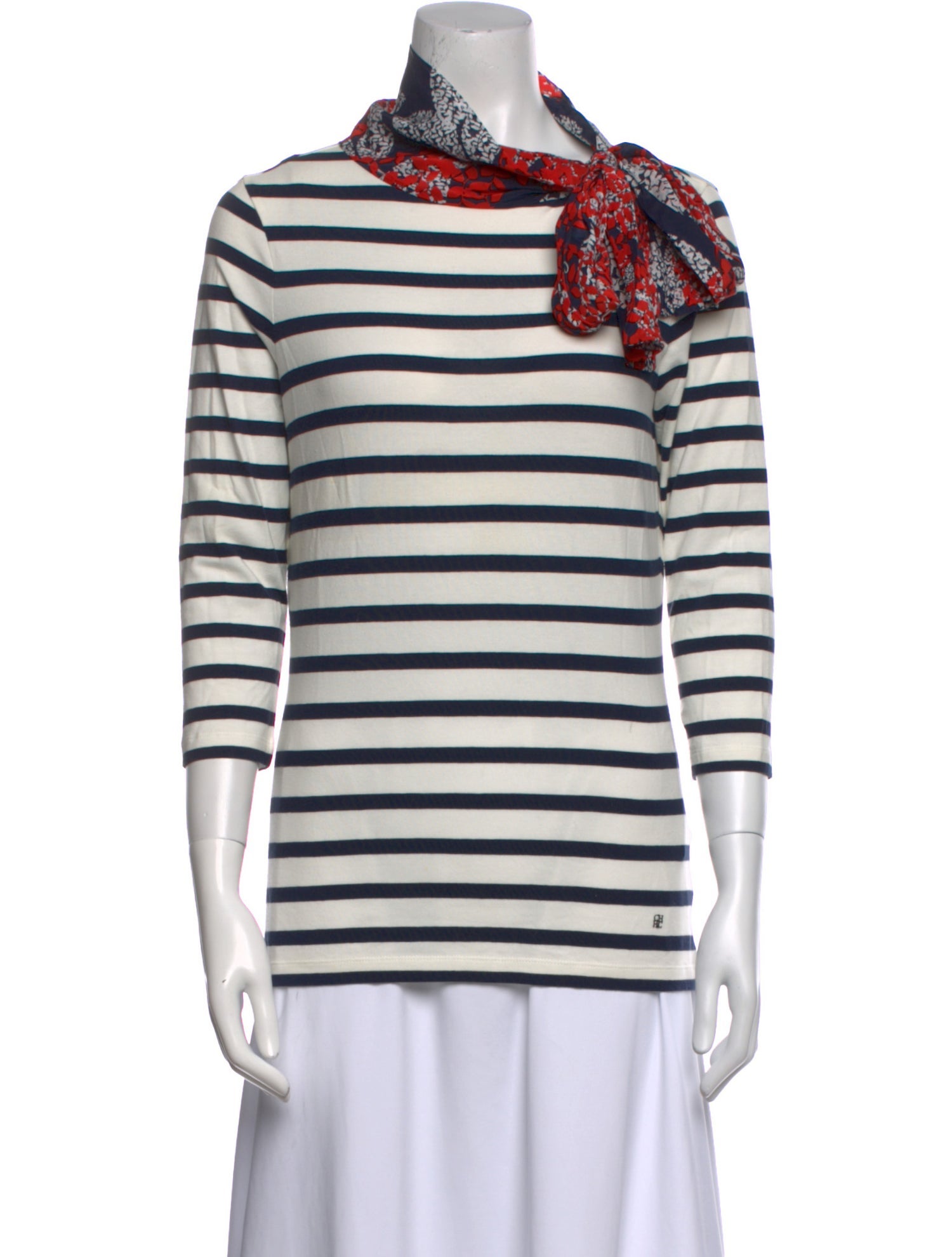 CH Carolina Herrera Striped Cowl Neck Top