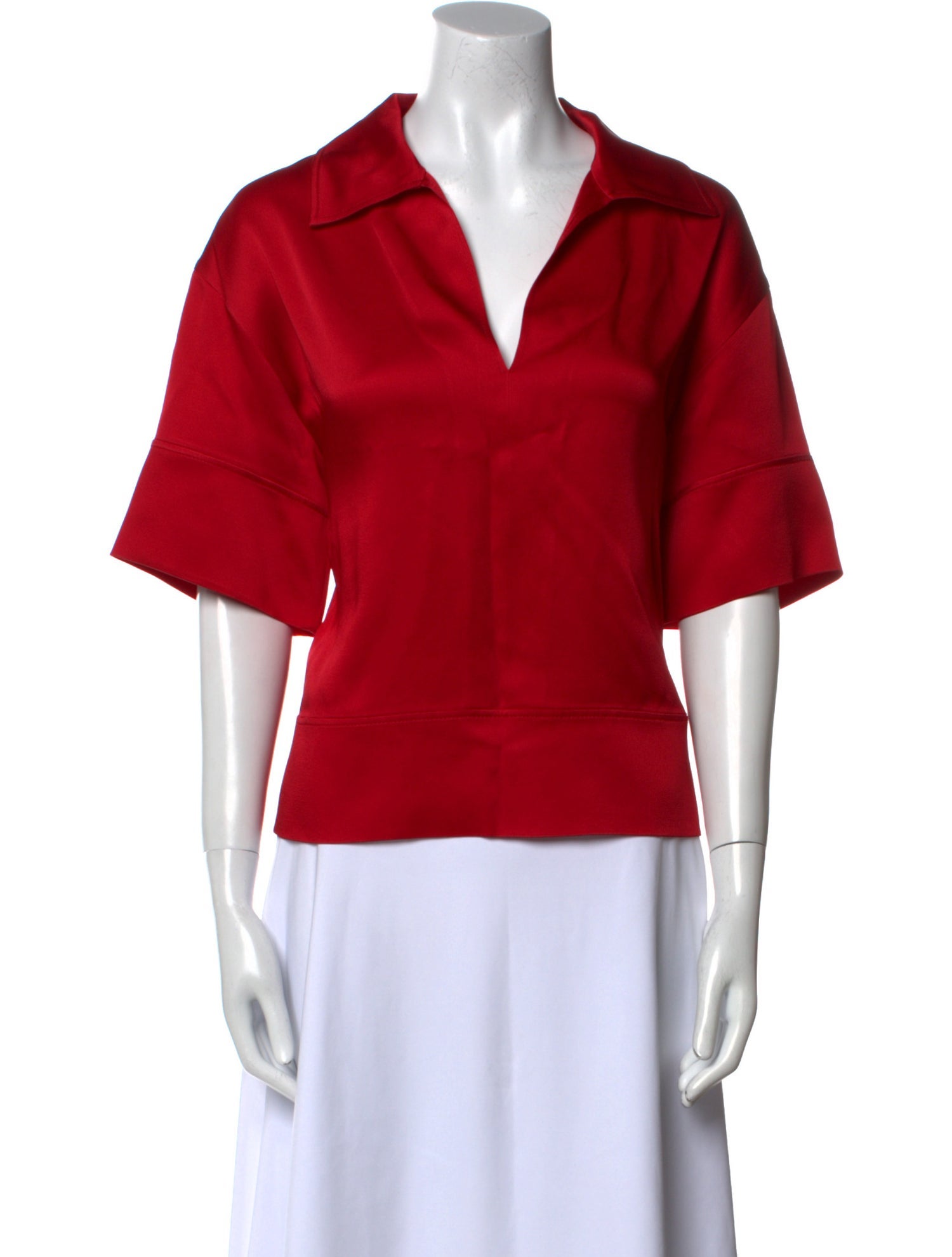 CH Carolina Herrera Satin Short Sleeve Polo