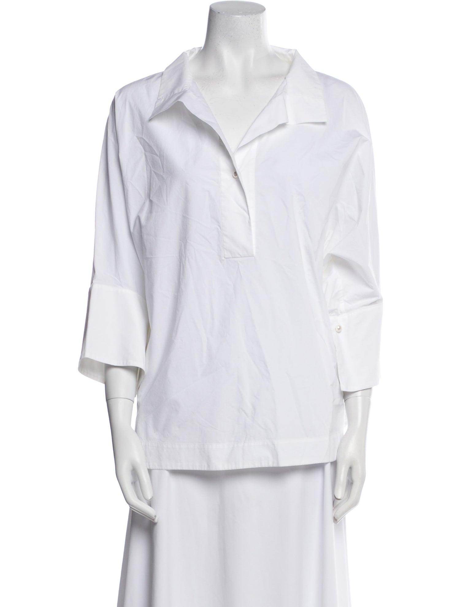 CH Carolina Herrera V-Neck Three-Quarter Sleeve Blouse