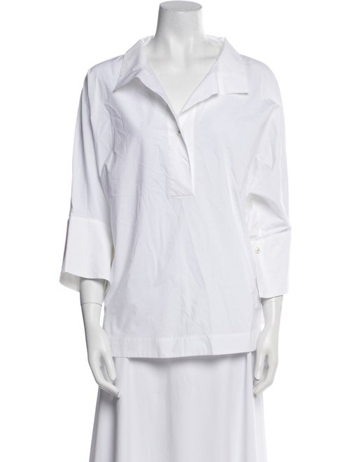 CH Carolina Herrera V-Neck Three-Quarter Sleeve Blouse