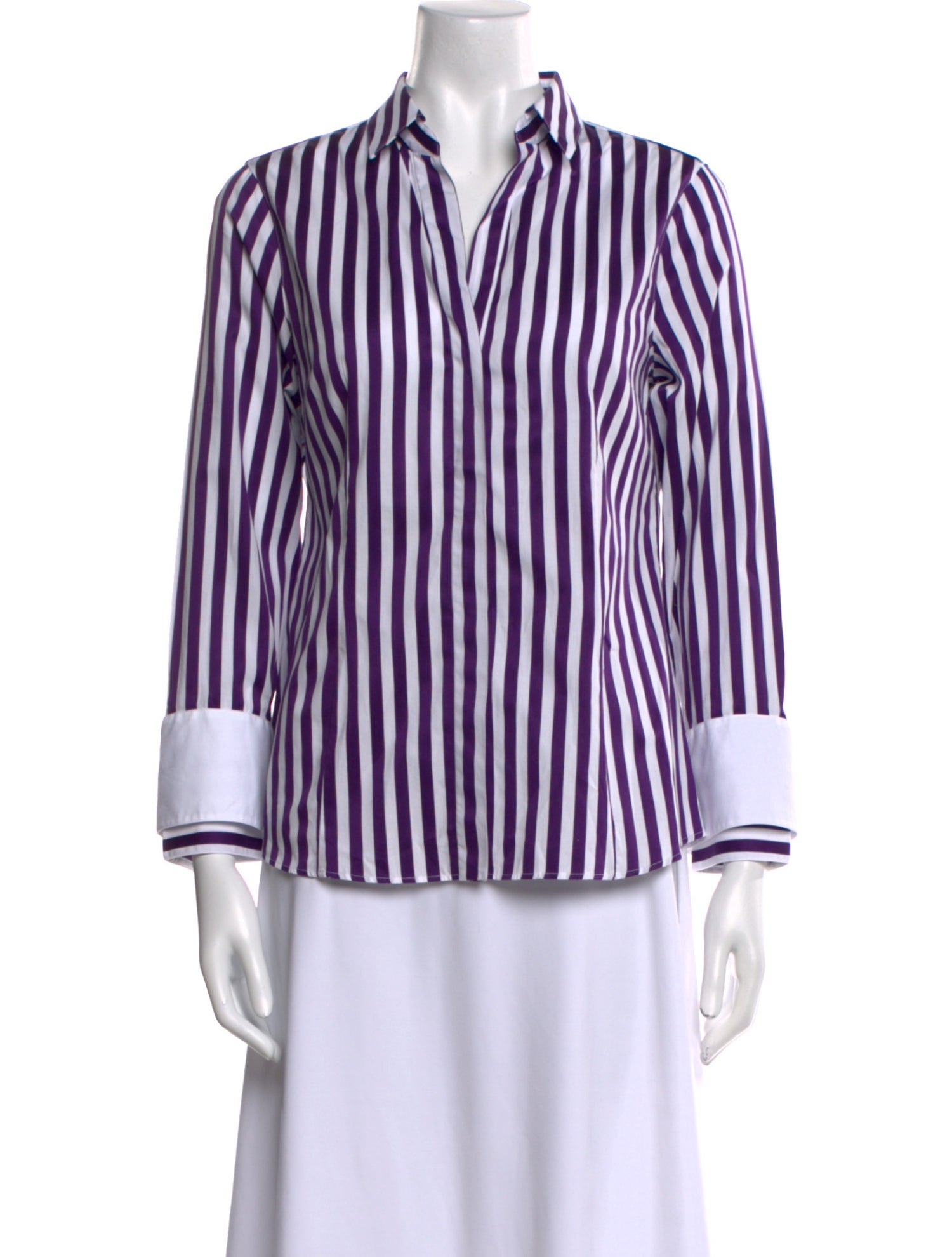 CH Carolina Herrera Striped Long Sleeve Button-Up Top
