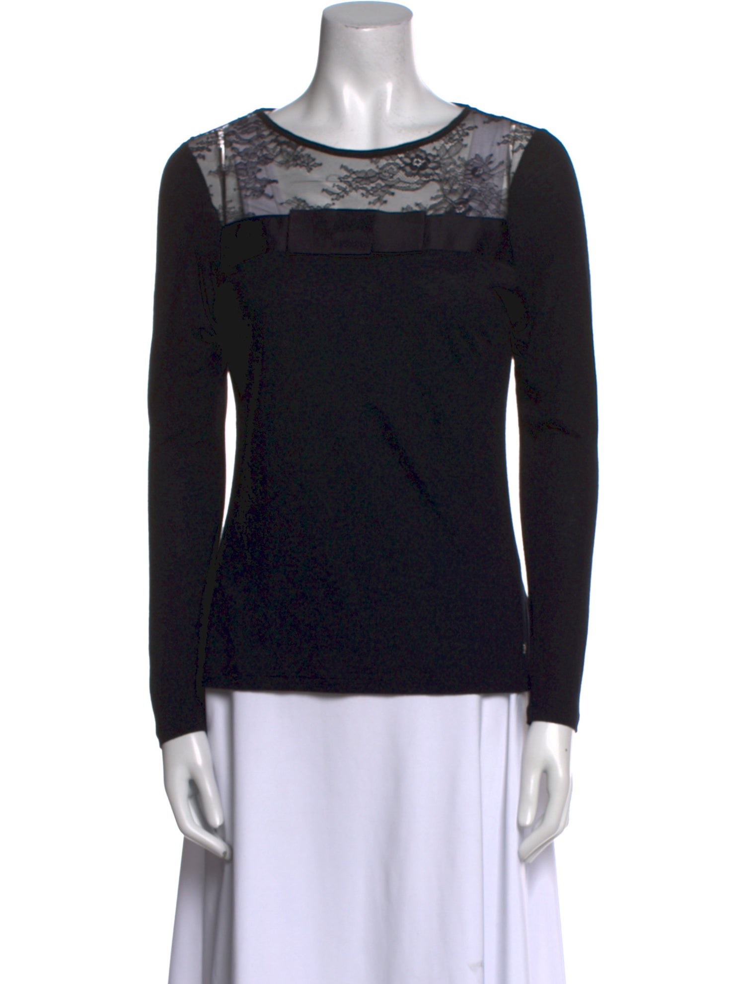 CH Carolina Herrera Scoop Neck Long Sleeve Top