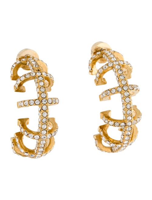 CH Carolina Herrera Crystal Insignia Loop Drop Earrings