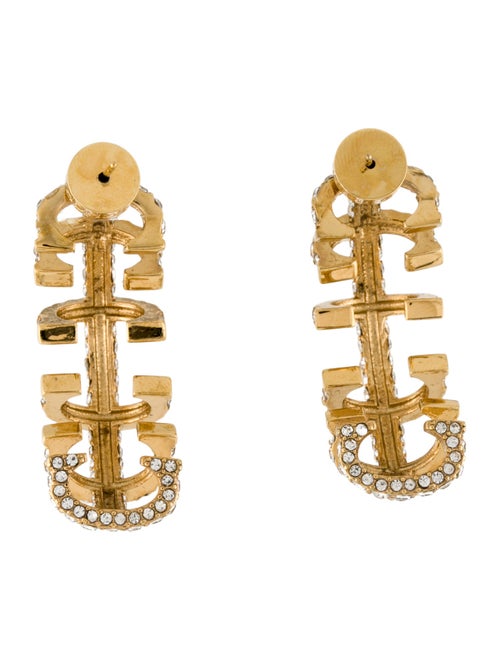 CH Carolina Herrera Crystal Insignia Loop Drop Earrings