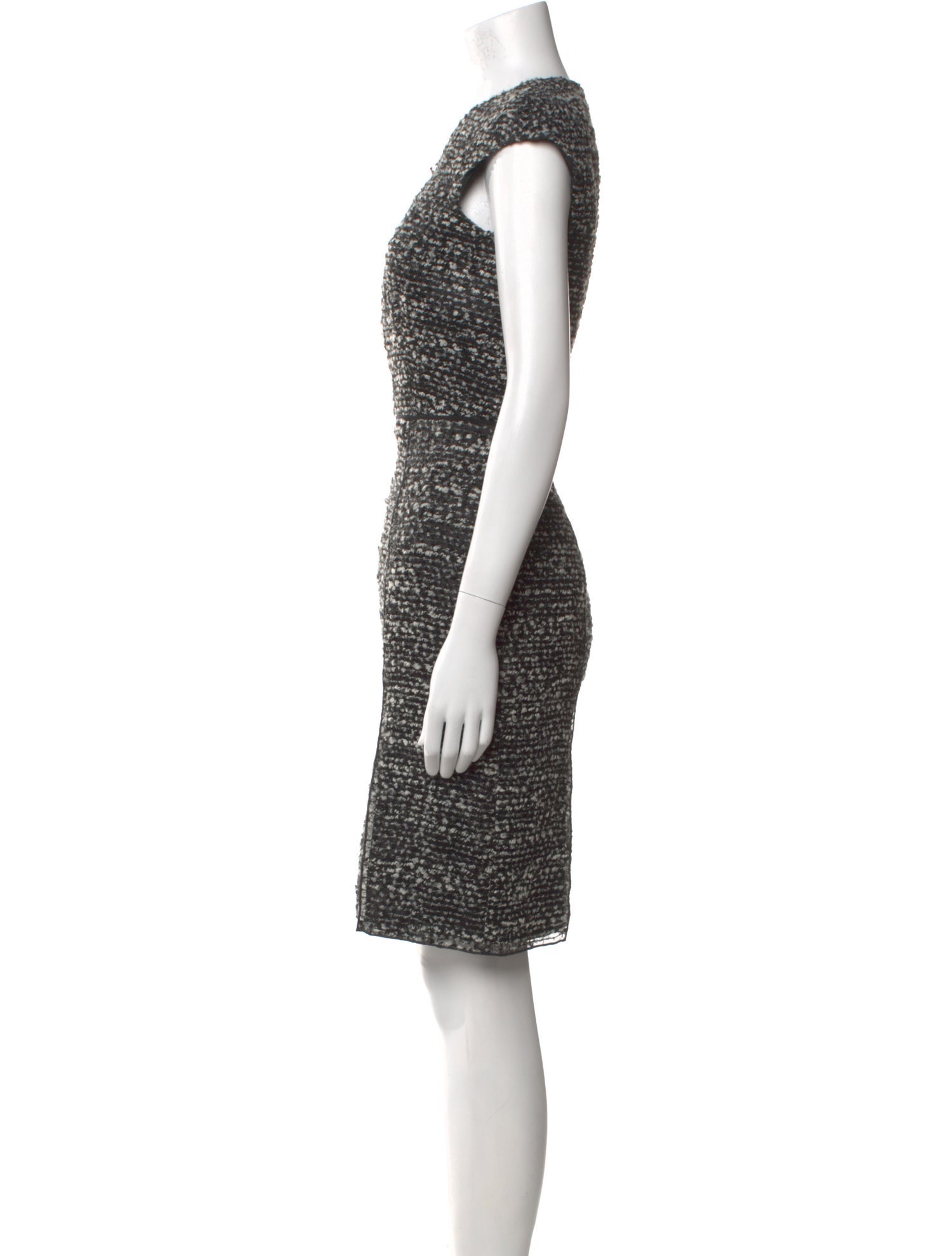 CH Carolina Herrera Tweed Pattern Knee-Length Dress
