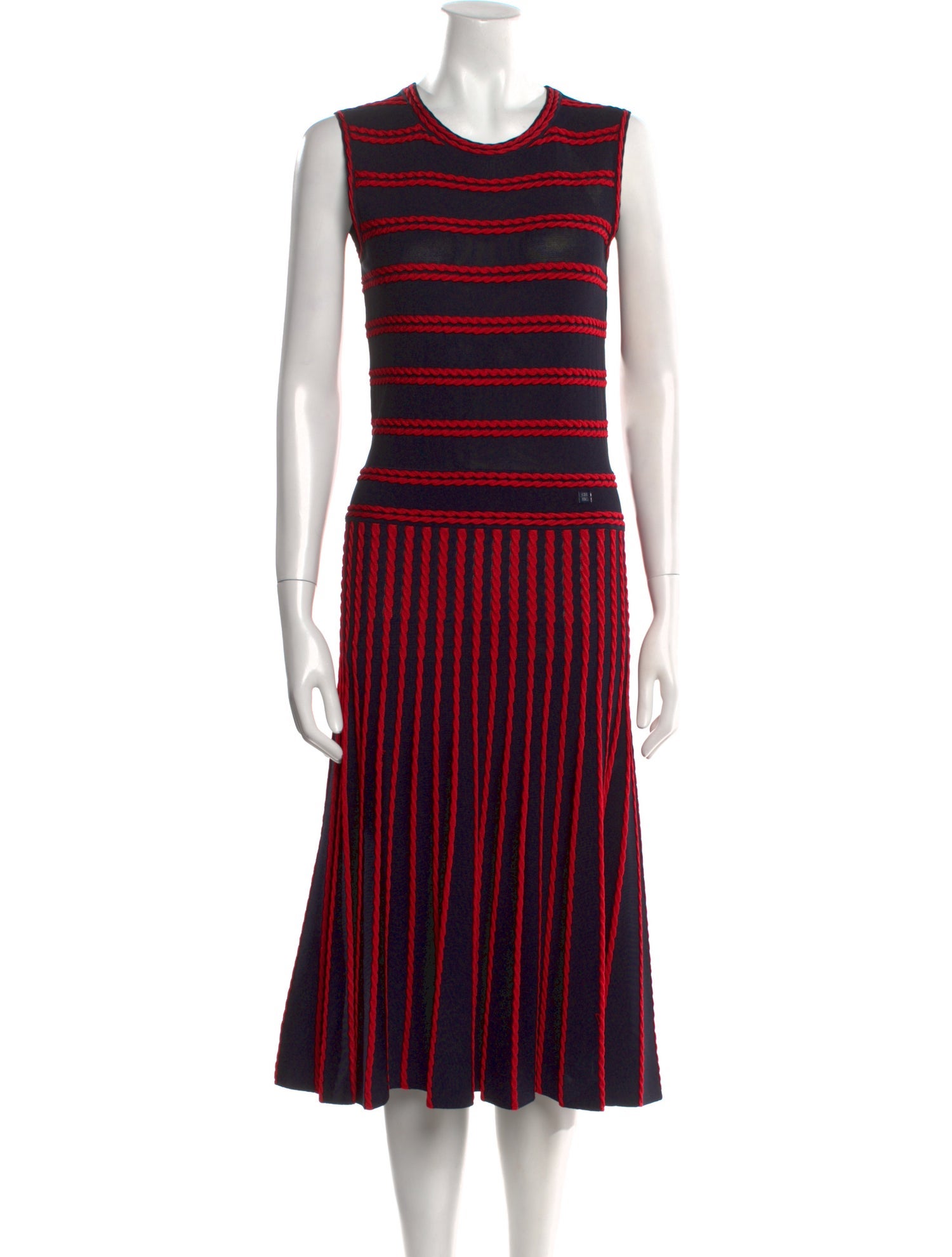 CH Carolina Herrera Striped Midi Length Dress