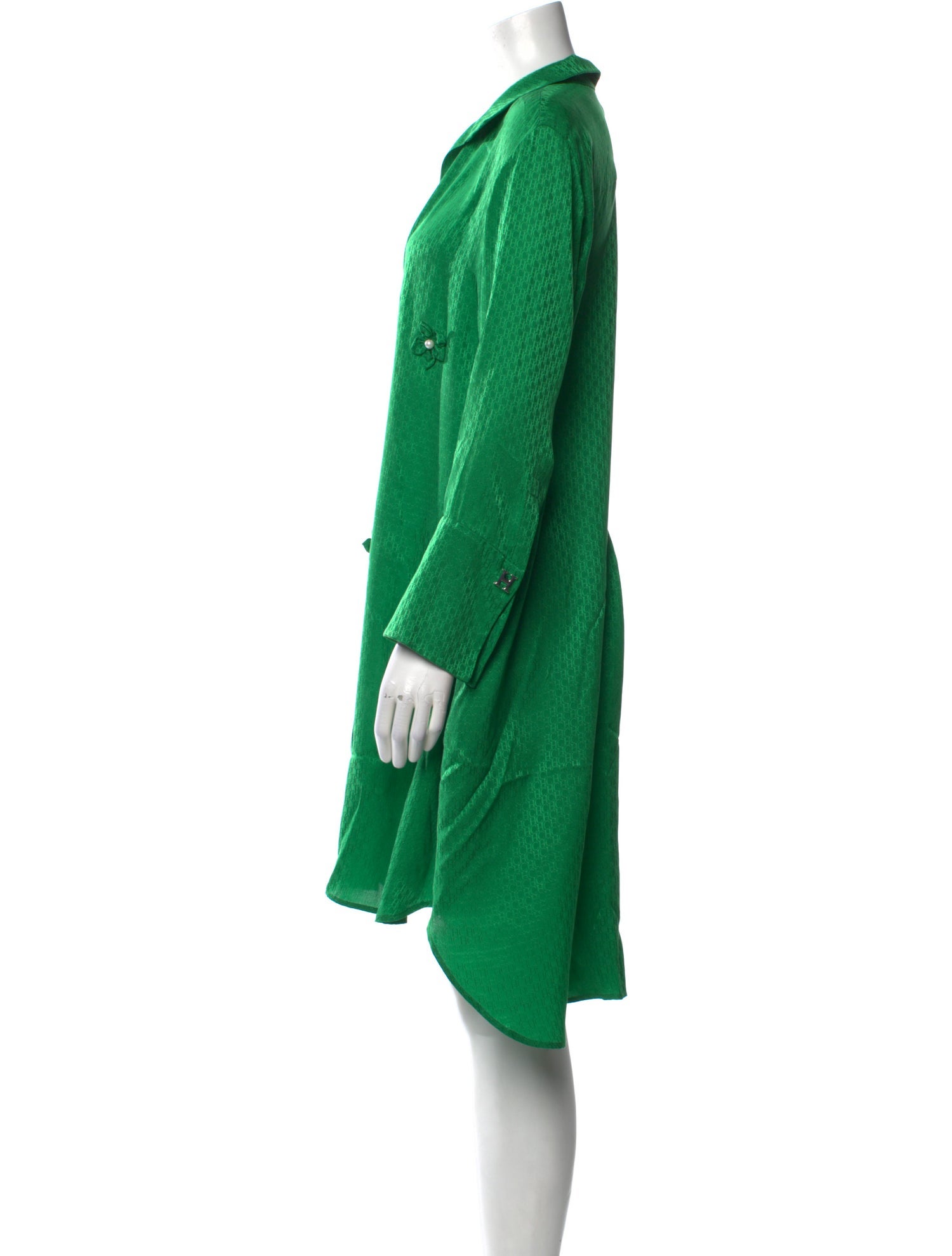 CH Carolina Herrera Silk Knee-Length Dress in Green, Women's S CH Carolina Herrera Silk Knee-Length Dress in Green, Women's S