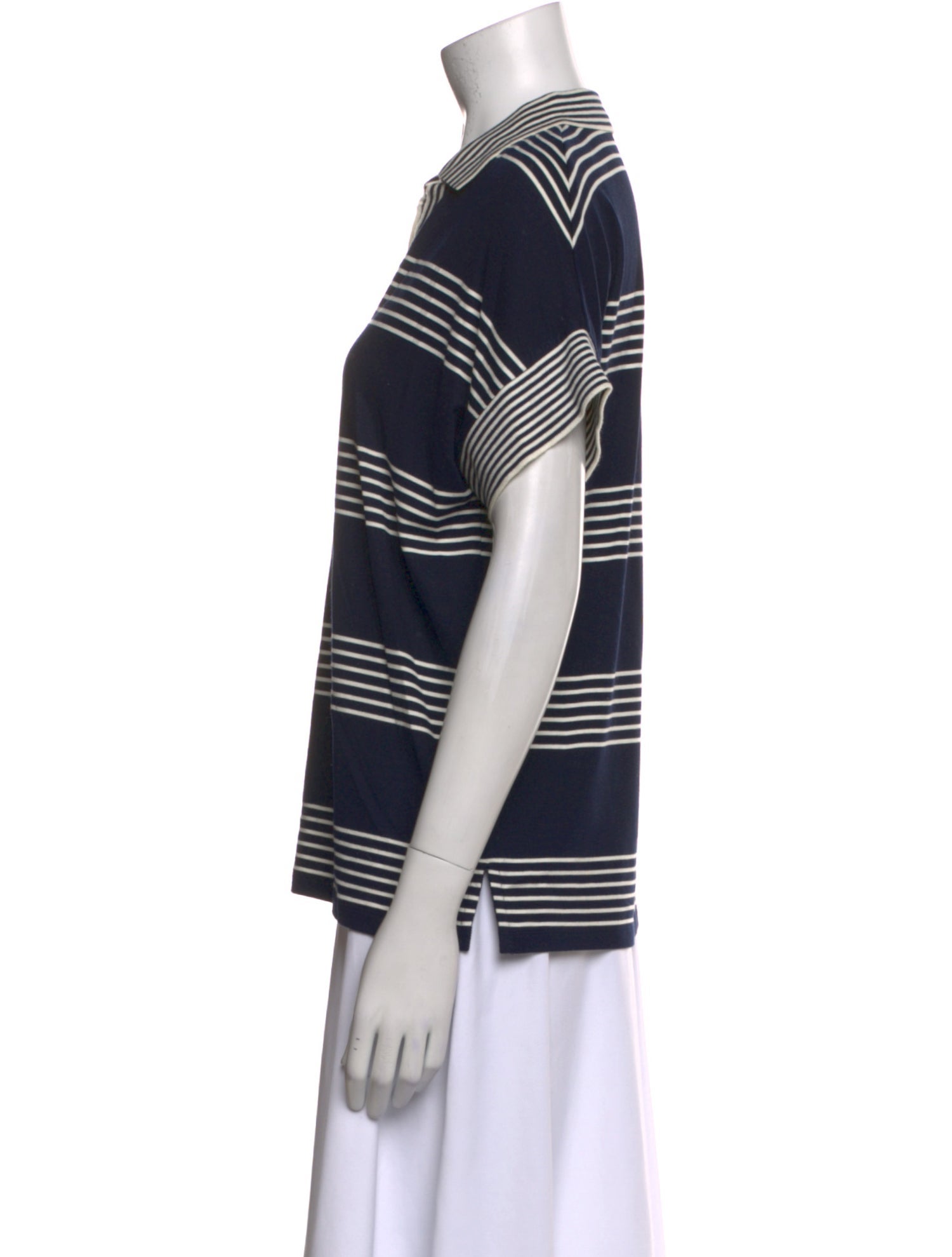 CH Carolina Herrera Striped V-Neck Polo