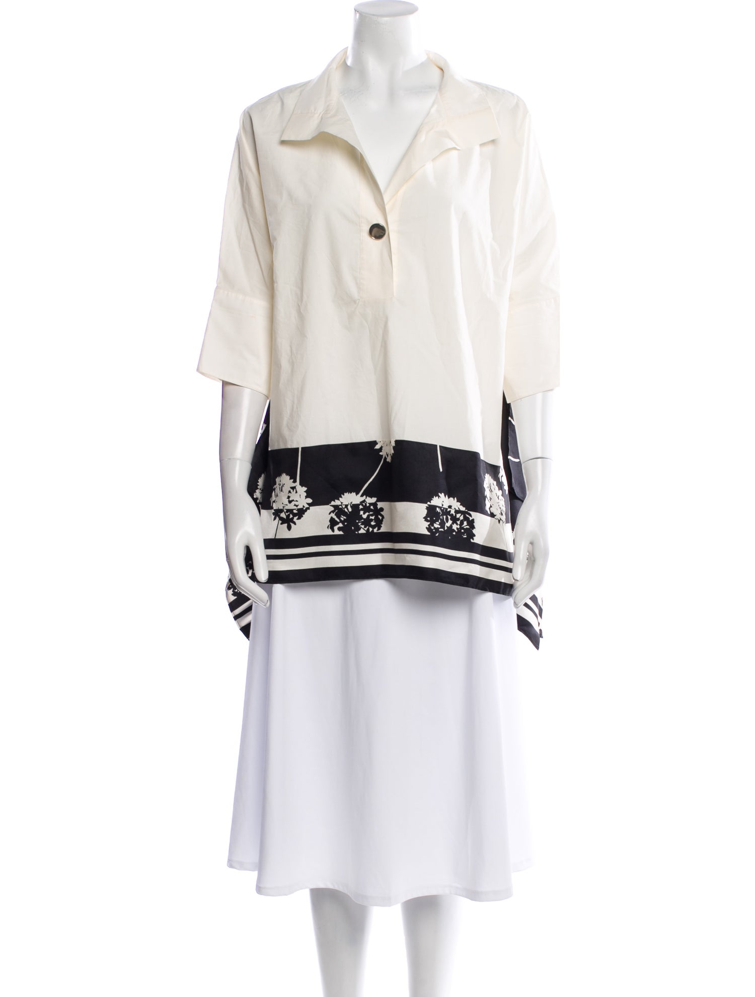 CH Carolina Herrera Printed V-Neck Tunic