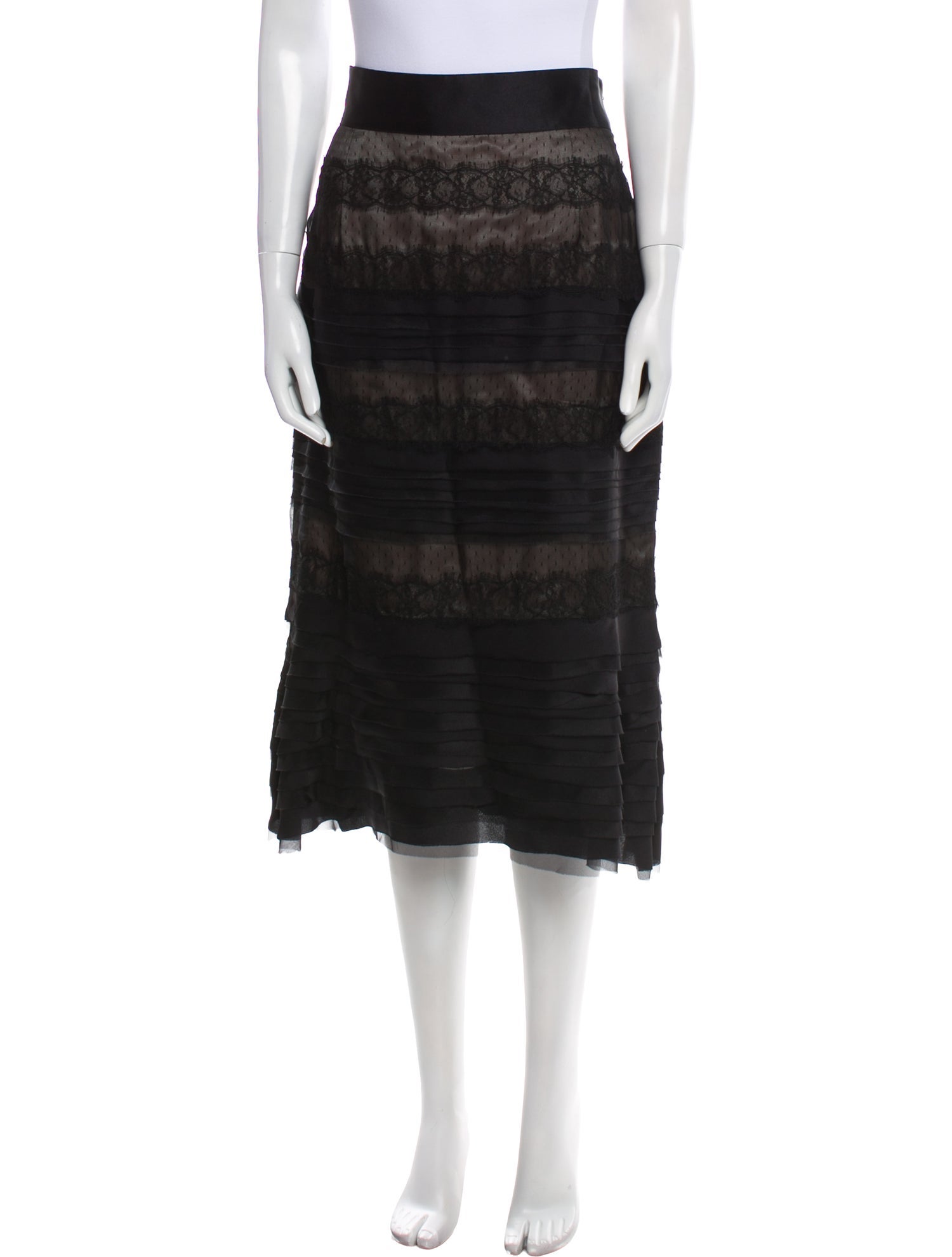 CH Carolina Herrera Silk Midi Length Skirt