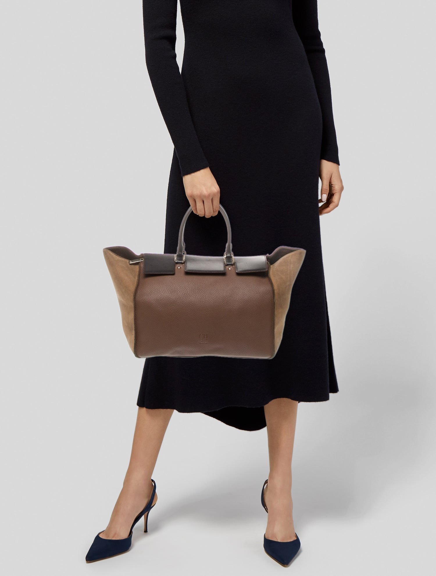 CH Carolina Herrera Leather Top Handle Bag