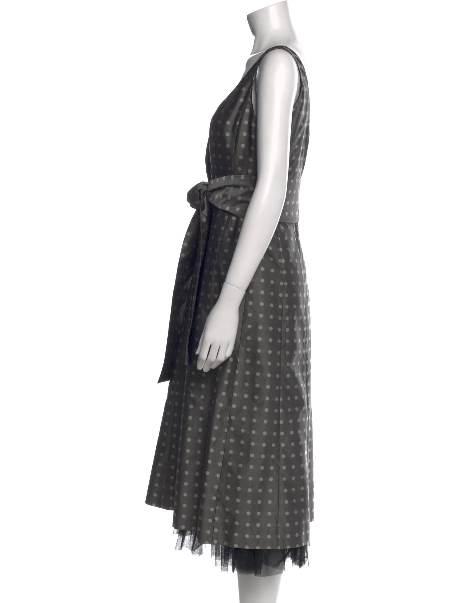 CH Carolina Herrera Polka Dot Print Midi Length Dress