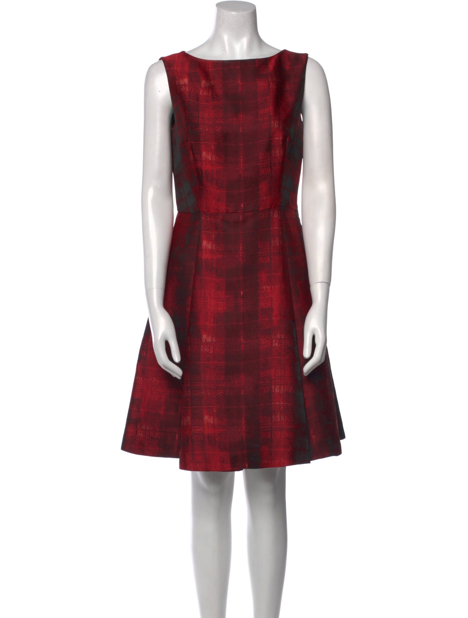 CH Carolina Herrera Plaid Print Knee-Length Dress