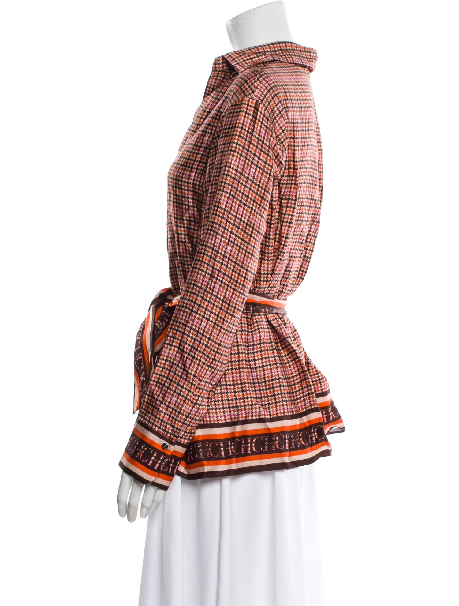 CH Carolina Herrera Printed V-Neck Blouse