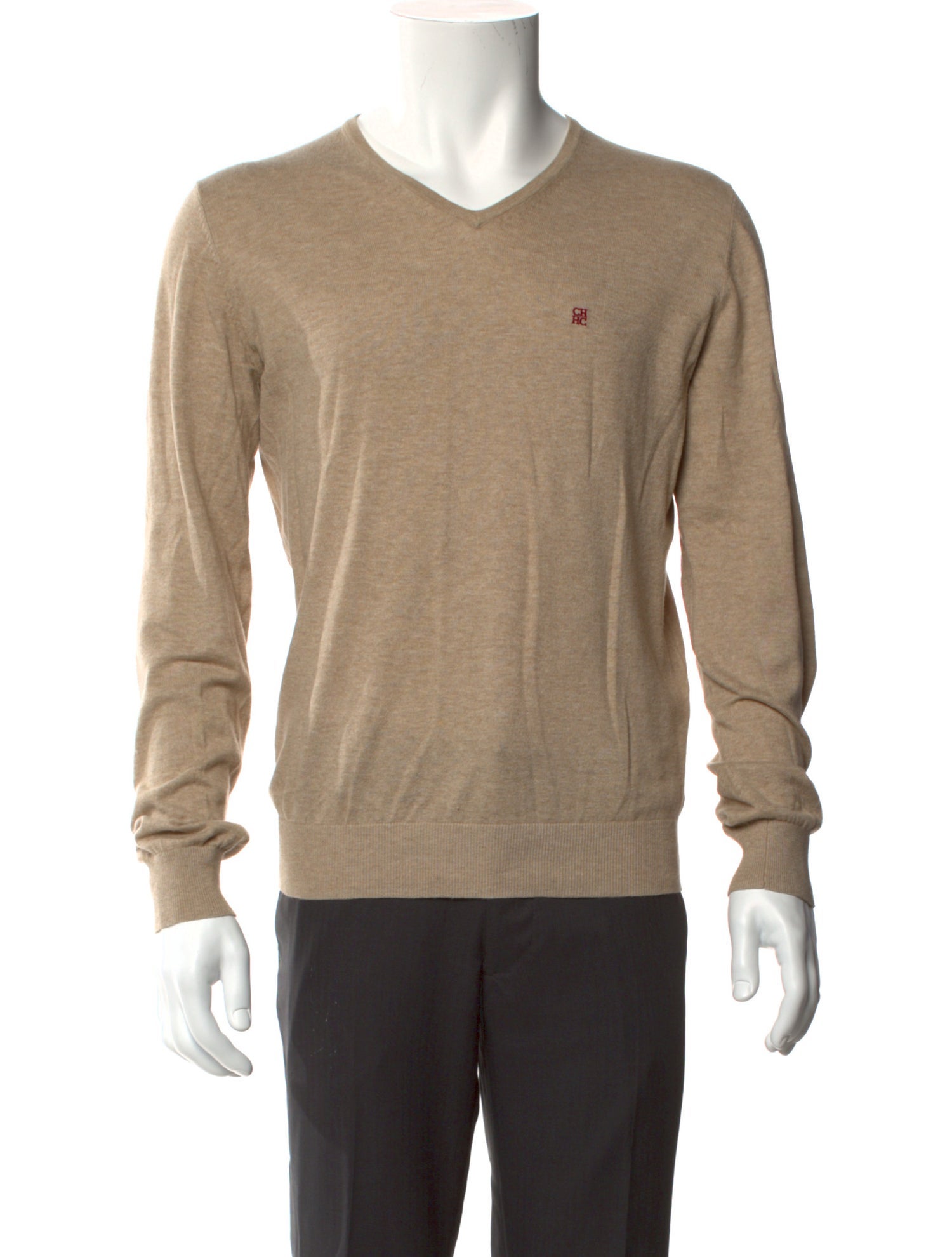CH Carolina Herrera V-Neck Long Sleeve Pullover