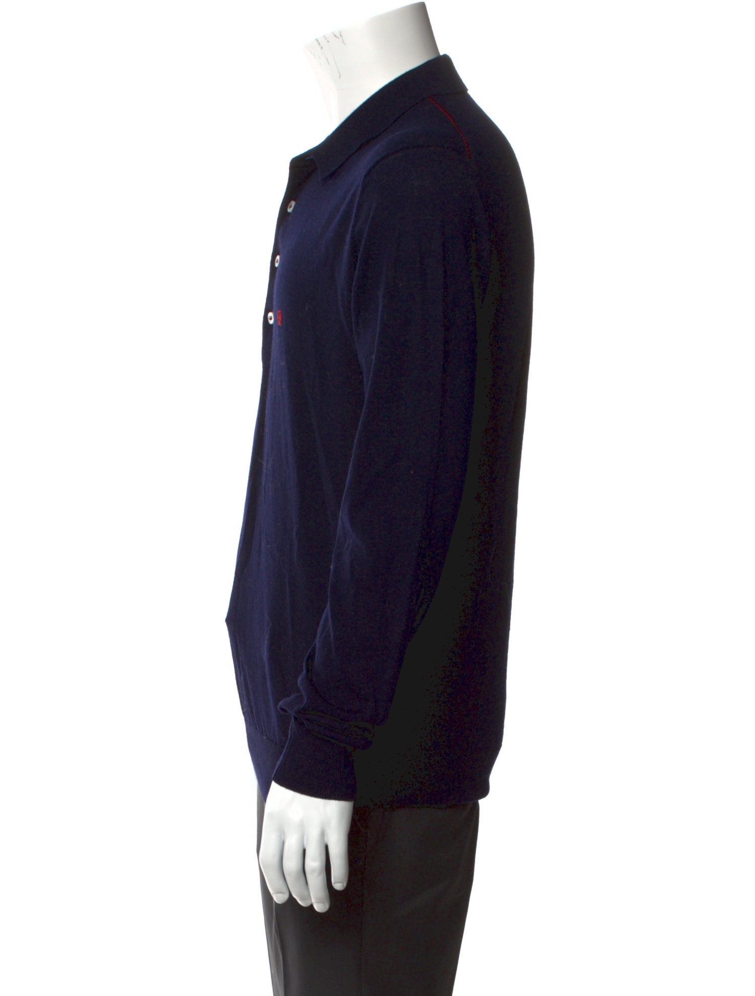 CH Carolina Herrera Collar Long Sleeve Polo Sweater