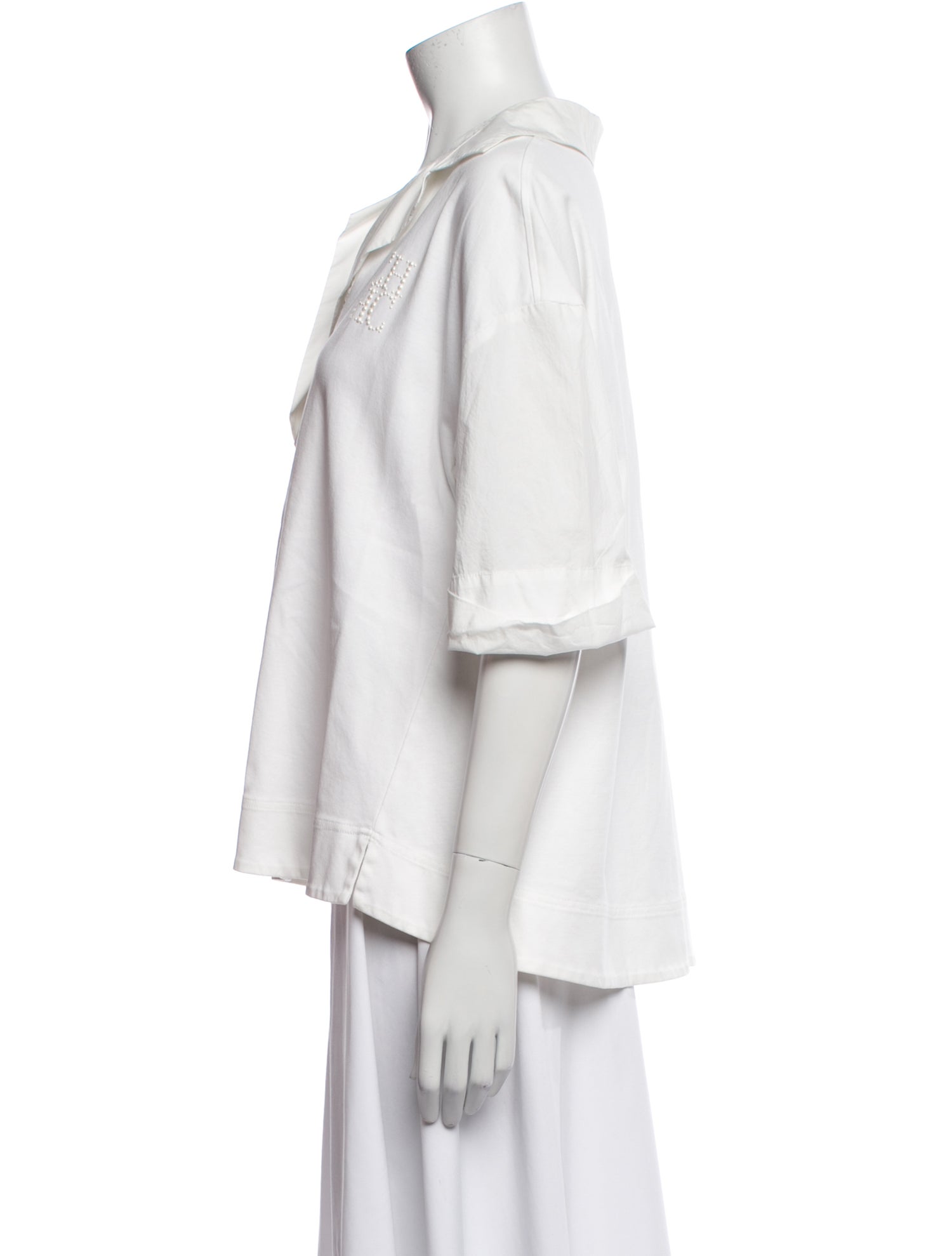 CH Carolina Herrera V-Neck Three-Quarter Sleeve Blouse