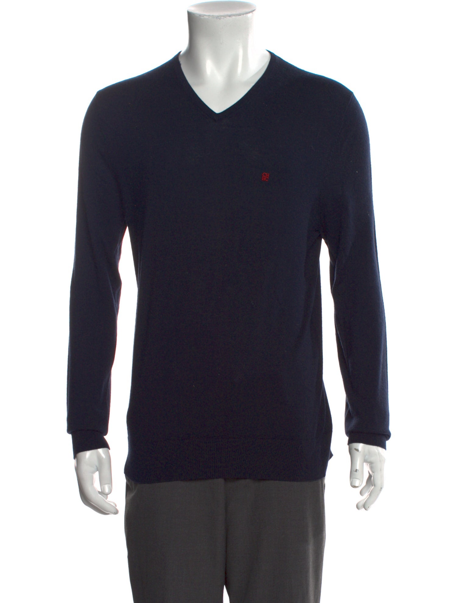 CH Carolina Herrera Merino Wool V-Neck Pullover