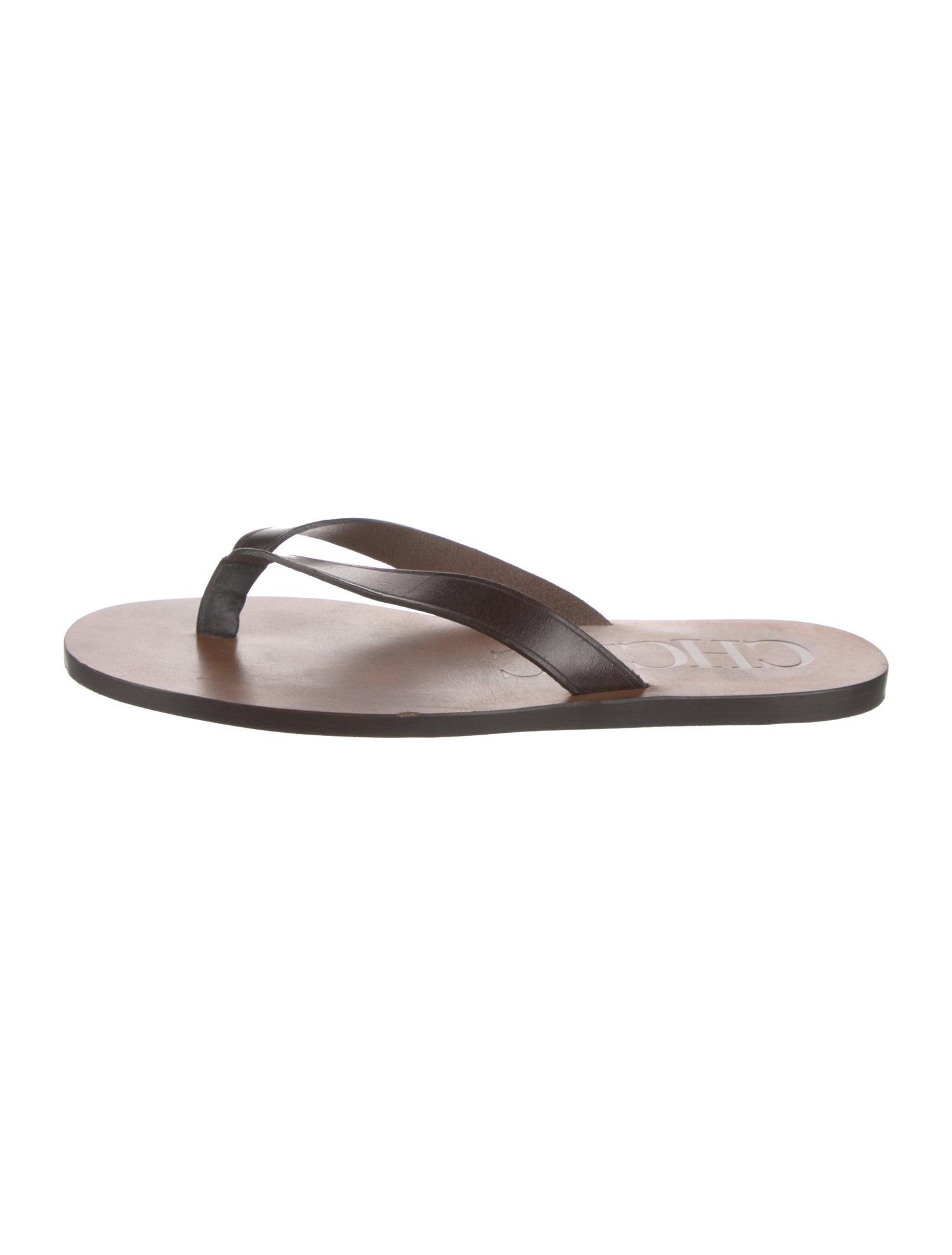 CH Carolina Herrera Leather Flip Flops