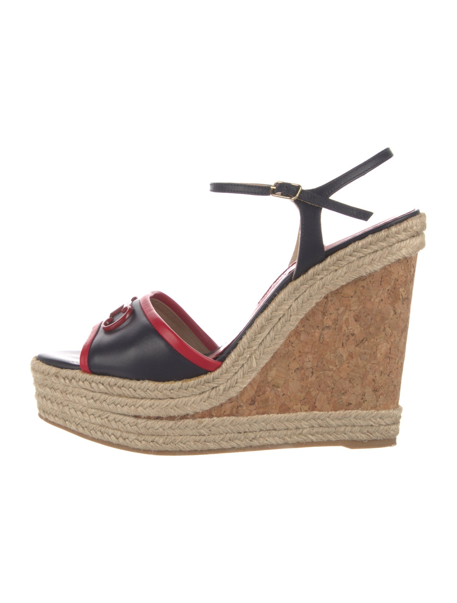 CH Carolina Herrera Leather Colorblock Pattern Espadrilles