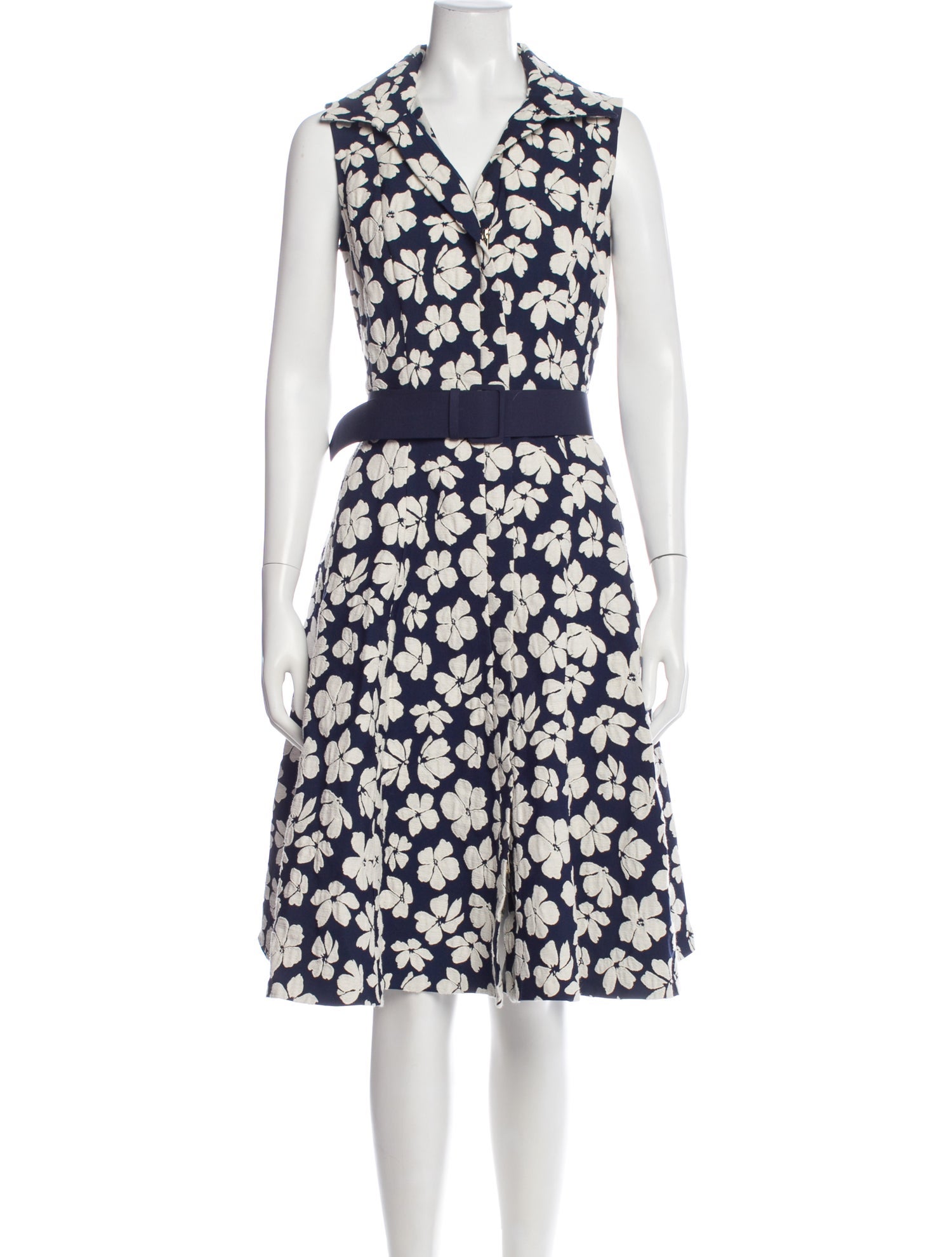 CH Carolina Herrera Floral Print Midi Length Dress