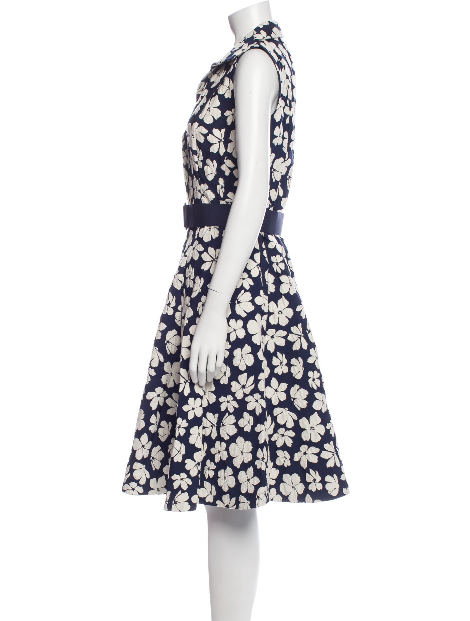 CH Carolina Herrera Floral Print Midi Length Dress