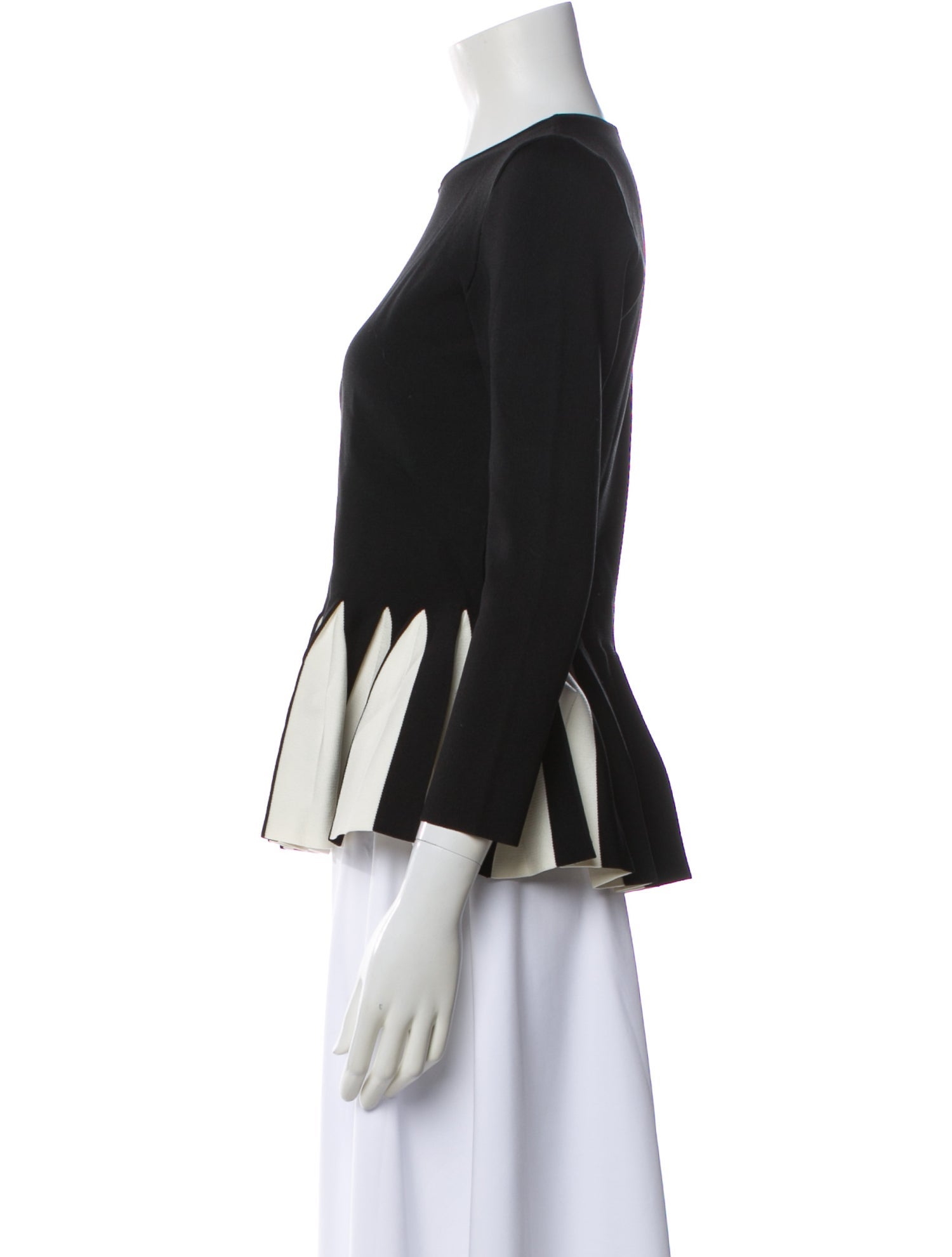 CH Carolina Herrera Colorblock Pattern Crew Neck Top