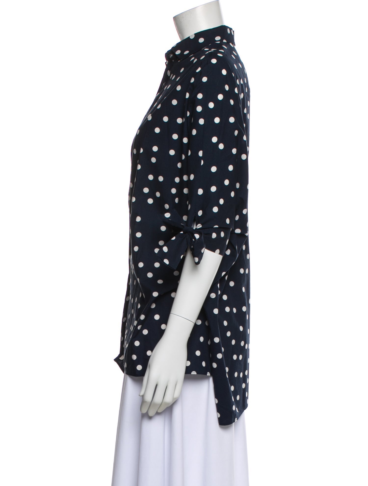 CH Carolina Herrera Polka Dot Print Three-Quarter Sleeve Blouse