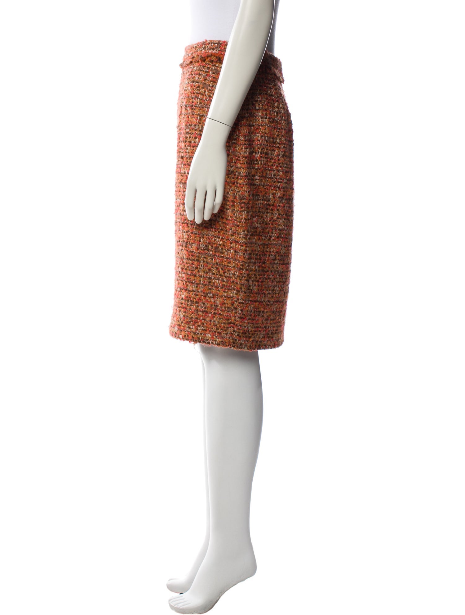 CH Carolina Herrera Tweed Pattern Knee-Length Skirt