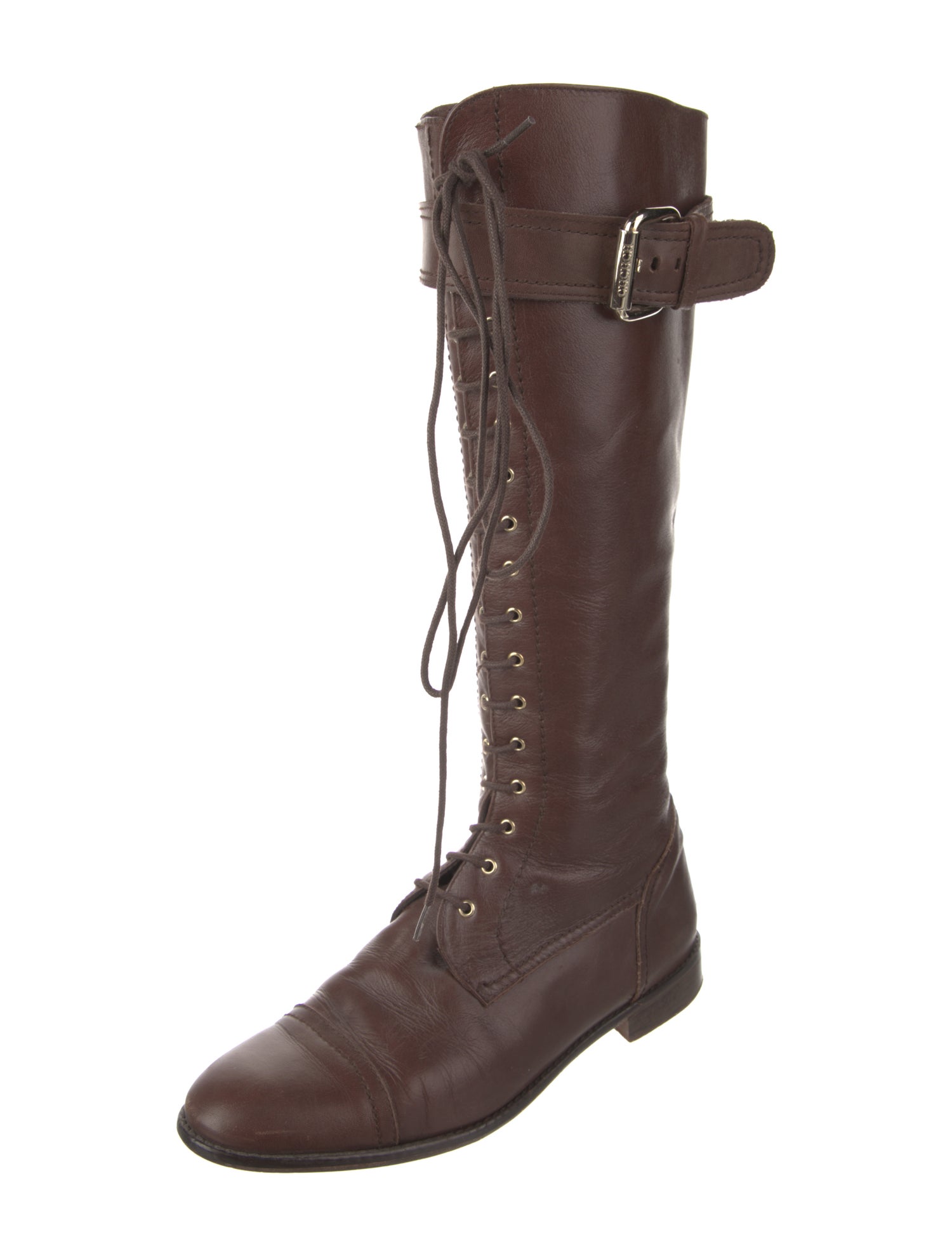 CH Carolina Herrera Leather Lace-Up Boots