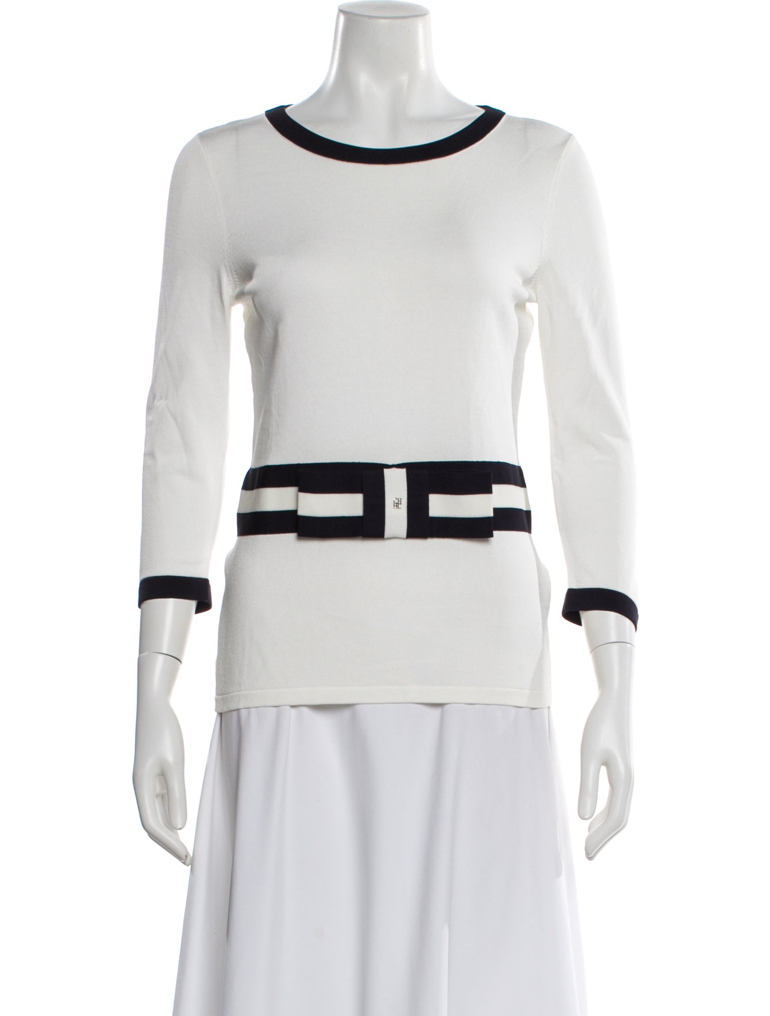 CH Carolina Herrera Colorblock Pattern Crew Neck Top