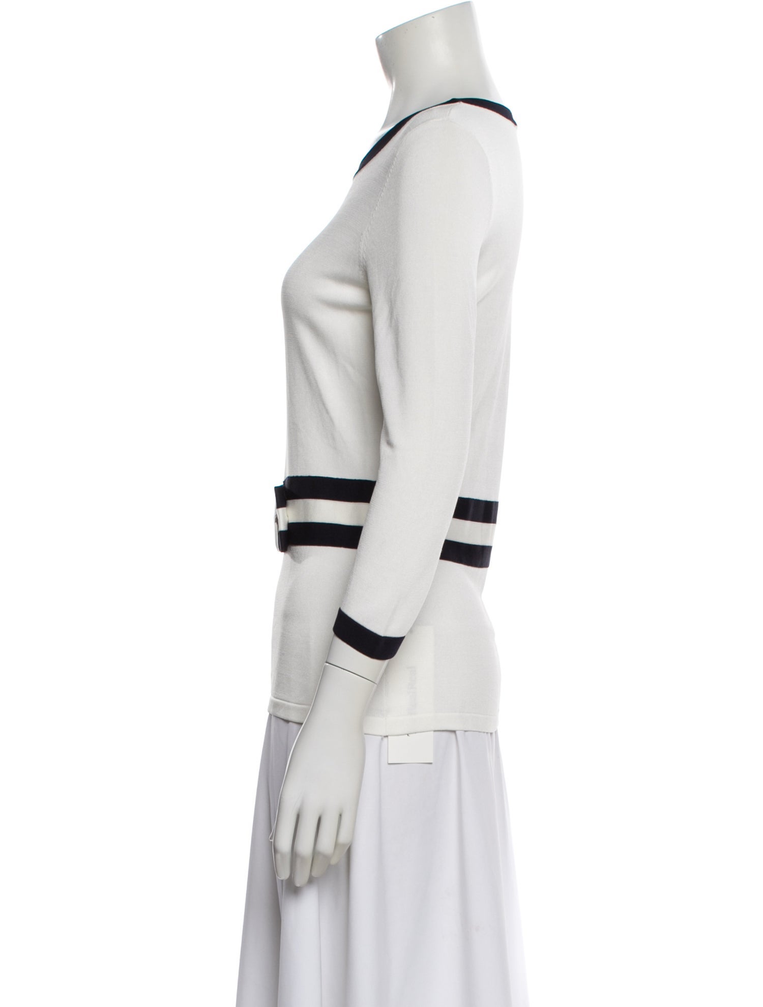 CH Carolina Herrera Colorblock Pattern Crew Neck Top