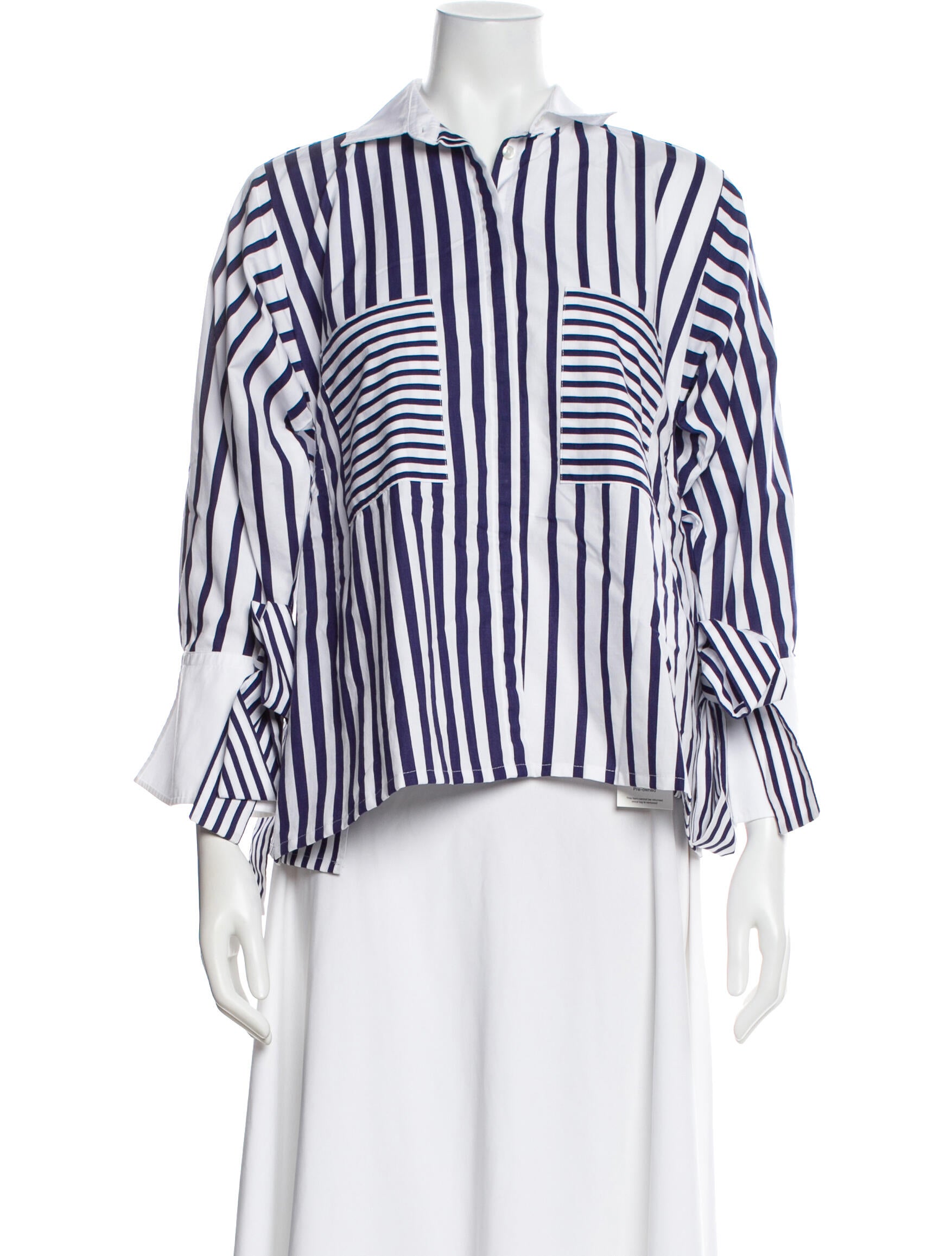 CH Carolina Herrera Striped Long Sleeve Button-Up Top