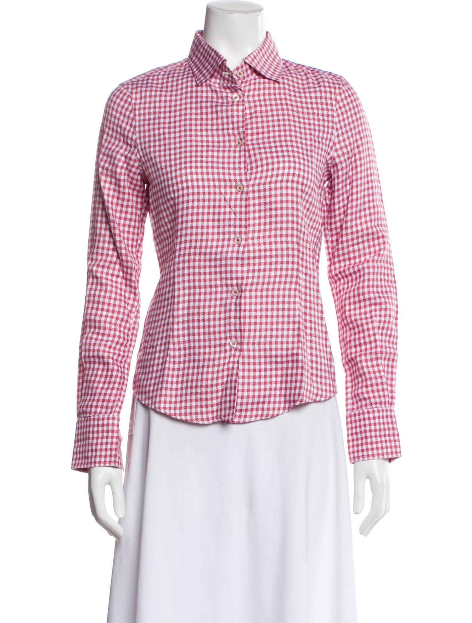 CH Carolina Herrera Plaid Print Long Sleeve Button-Up Top