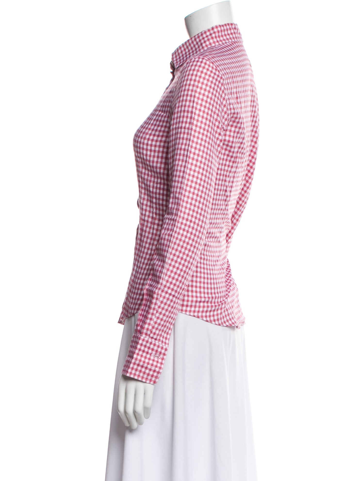 CH Carolina Herrera Plaid Print Long Sleeve Button-Up Top