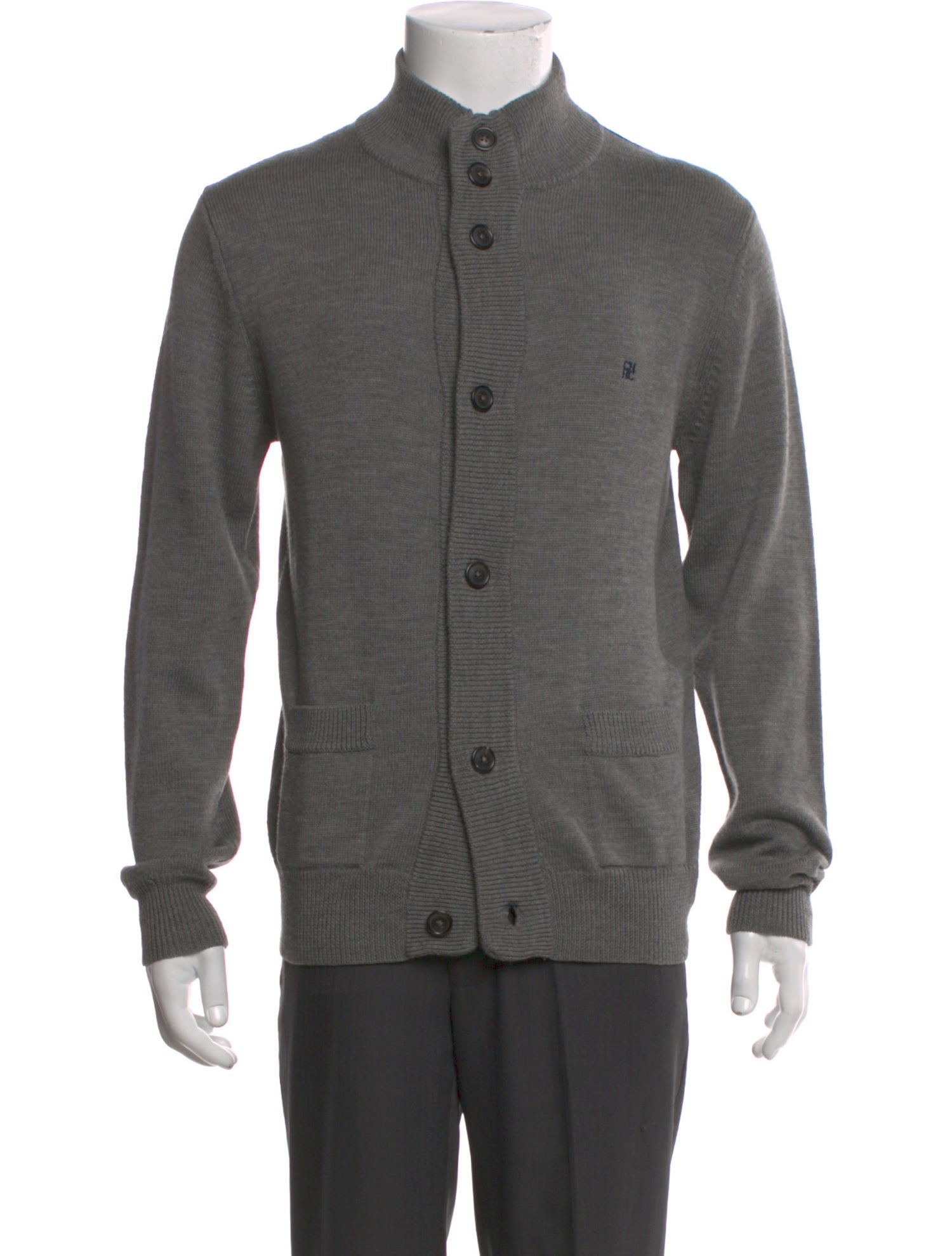 CH Carolina Herrera Merino Wool Mock Neck Cardigan