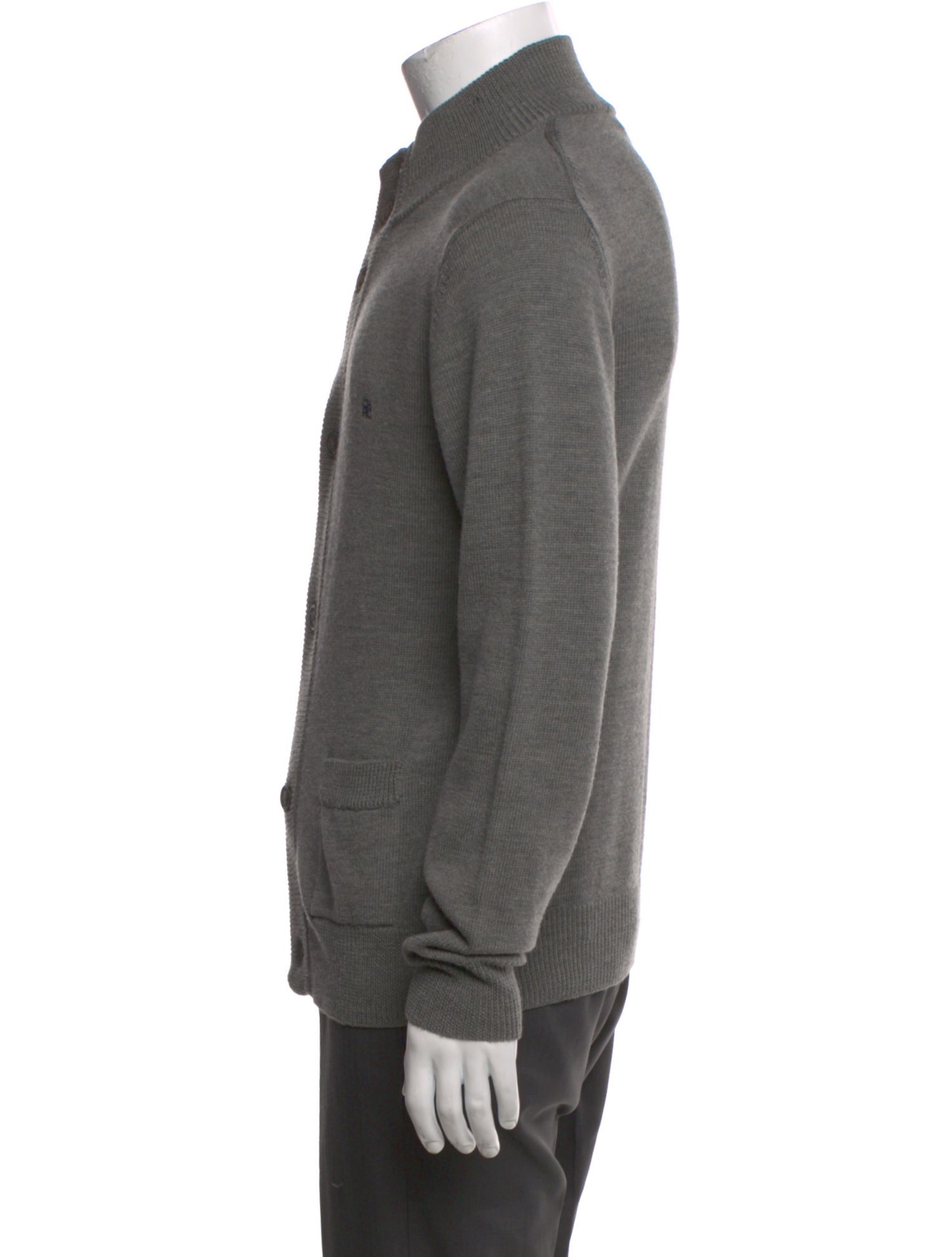CH Carolina Herrera Merino Wool Mock Neck Cardigan