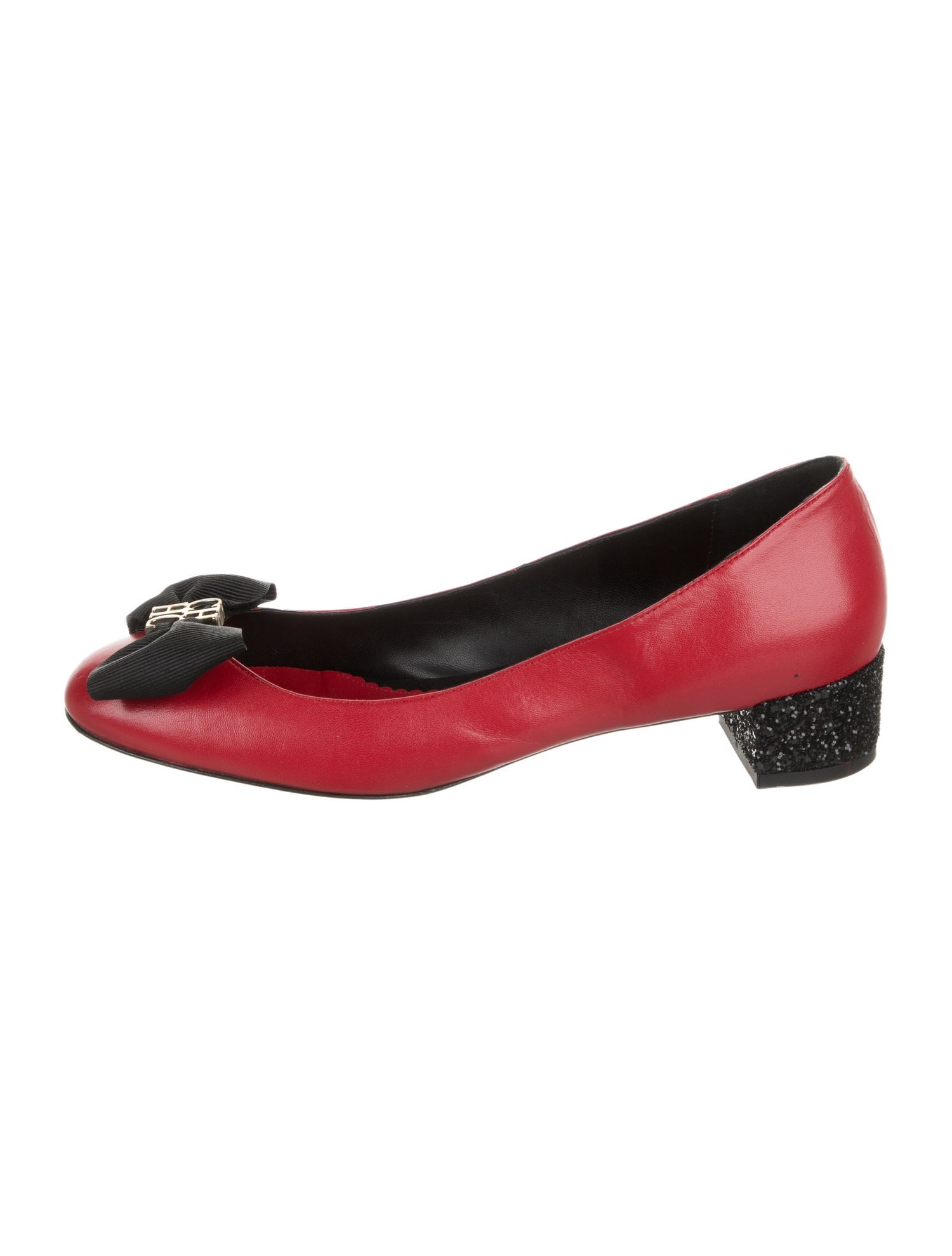 CH Carolina Herrera Leather Glitter Accents Pumps